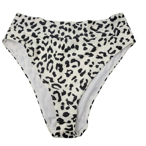 aerie Other - NWT Aerie High Rise Cheeky Bikini Bottom only Leopard Print White sz XL